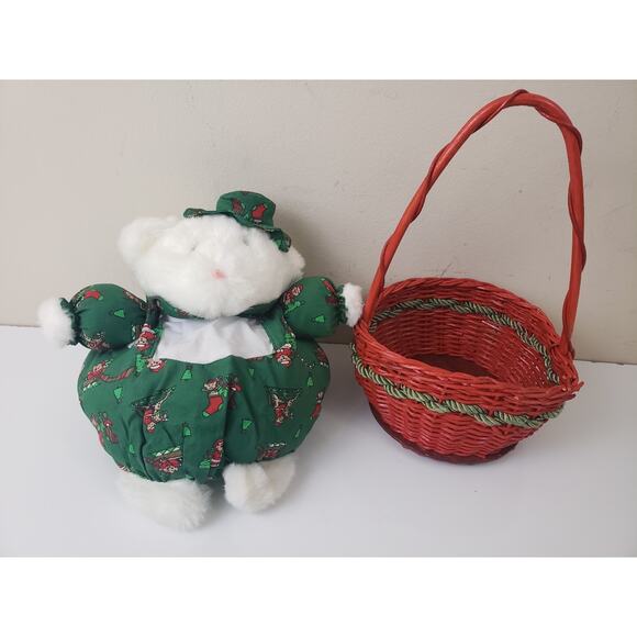 Vintage 1990 IBTT International Bon Ton Toys Teddy Bear in Basket Holiday - Picture 4 of 7